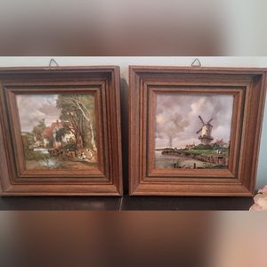 2 Framed Vintage Ceramic Holland Tiles probably 80's
